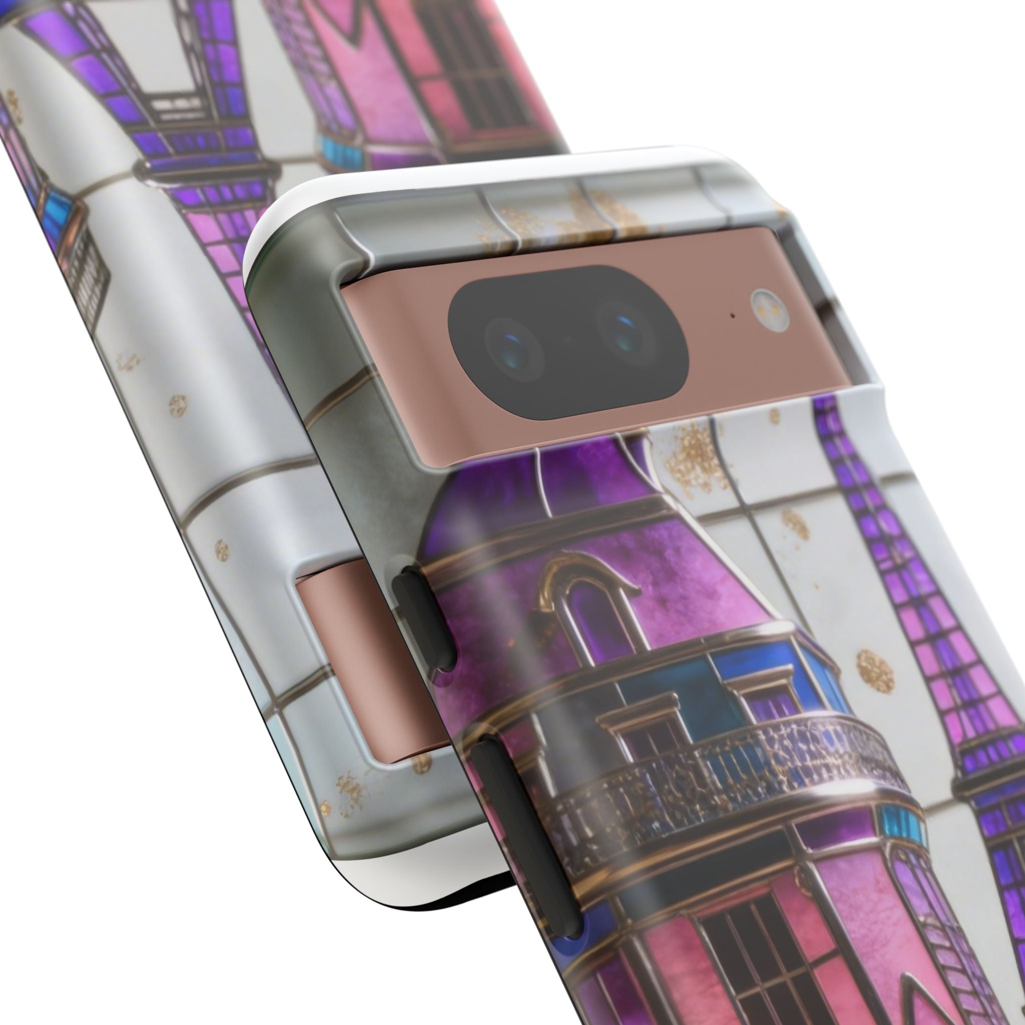 Parisian Eiffel Tower Tough Phone Case — Purple Vintage Cityscape Printify