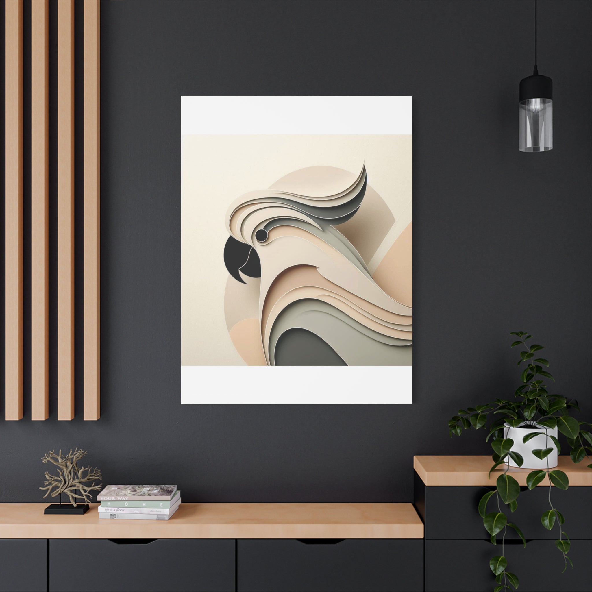 Abstract Paper Cut Cockatoo Matte Canvas Printify