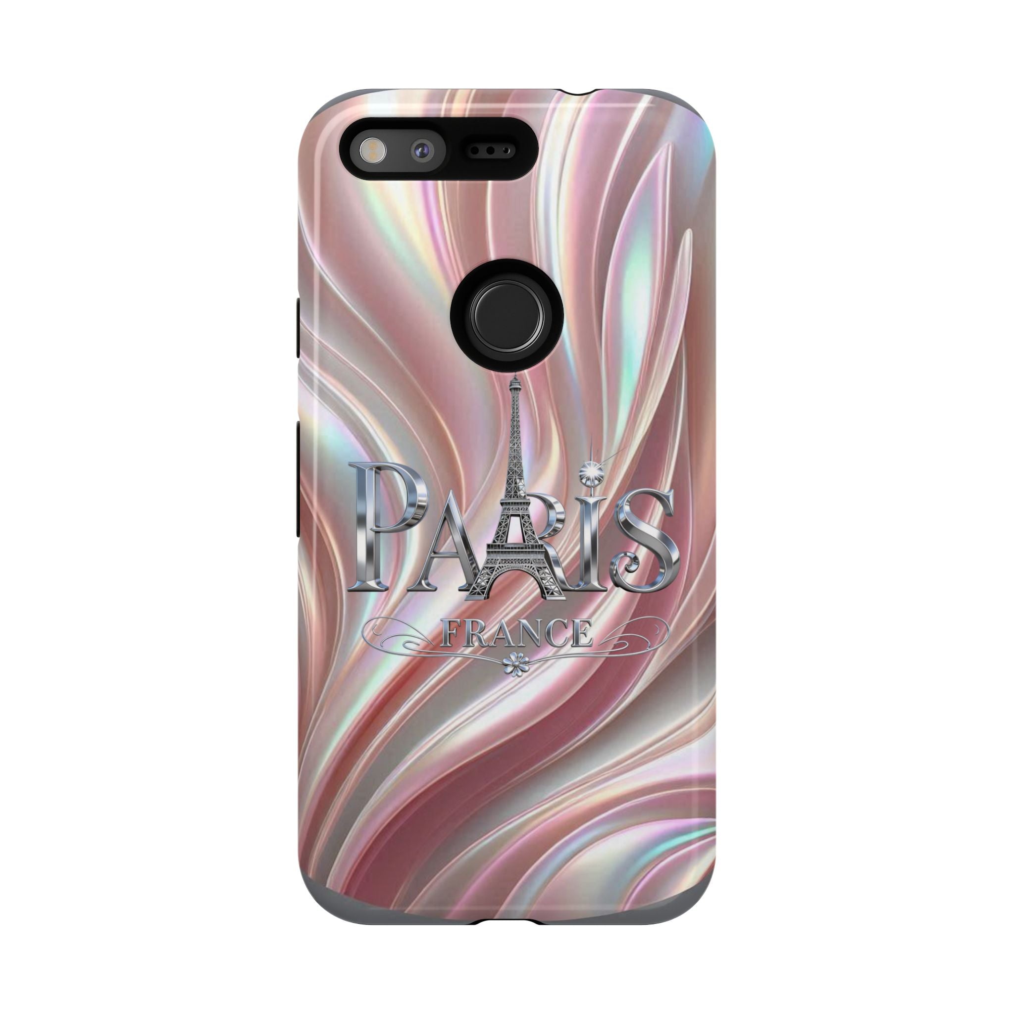 Paris Eiffel Phone Case — Iridescent Swirl Tough Case Printify
