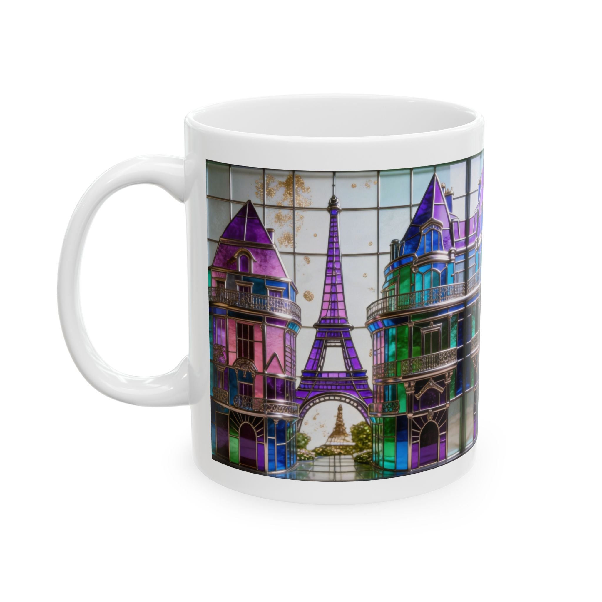 Colorful glass Mug - Colorful Vintage Cityscape (11oz/15oz) Printify