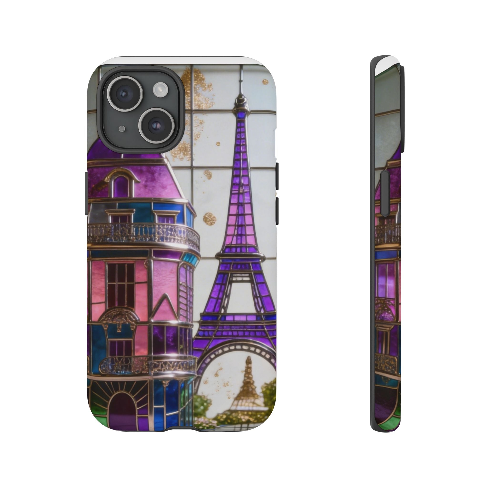Parisian Eiffel Tower Tough Phone Case — Purple Vintage Cityscape Printify