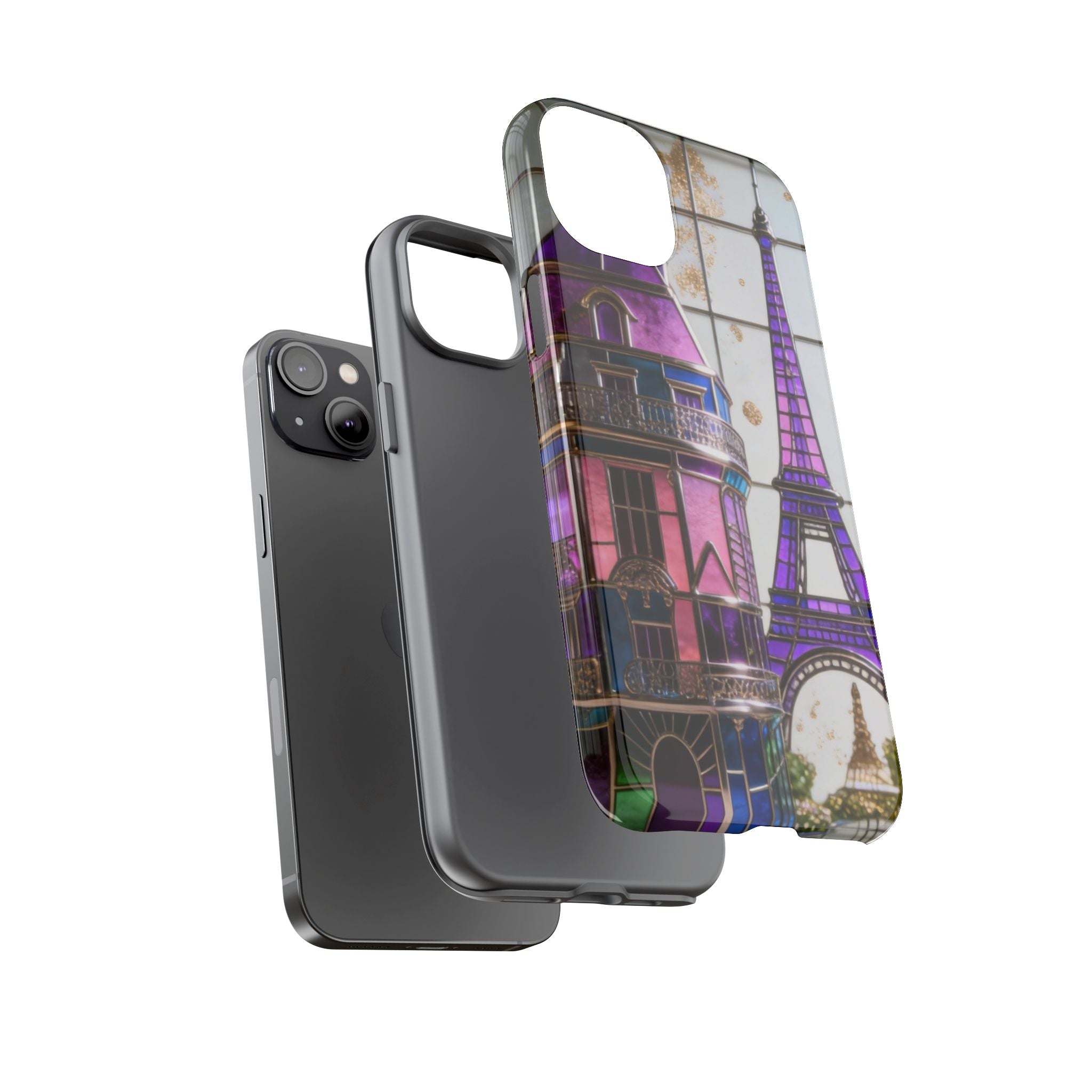 Parisian Eiffel Tower Tough Phone Case — Purple Vintage Cityscape Printify