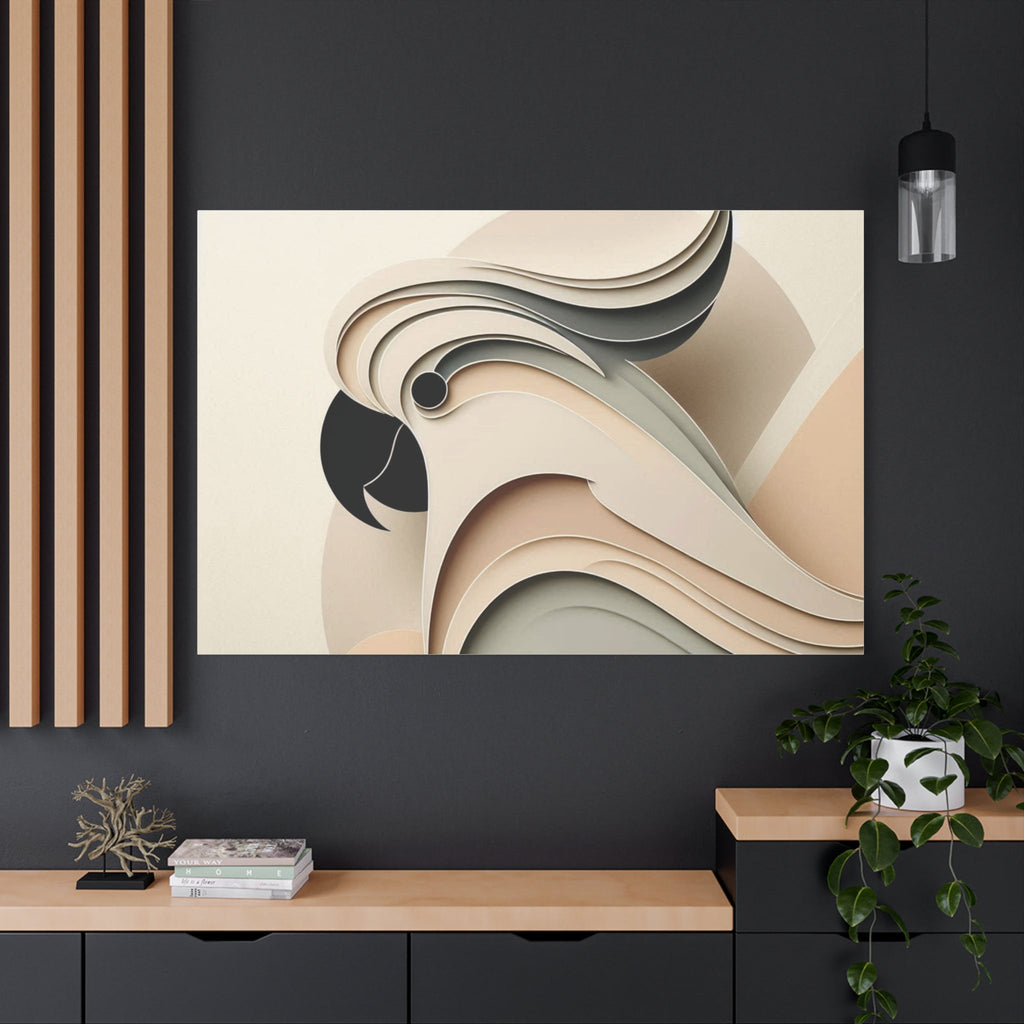 Abstract Paper Cut Cockatoo Matte Canvas Printify