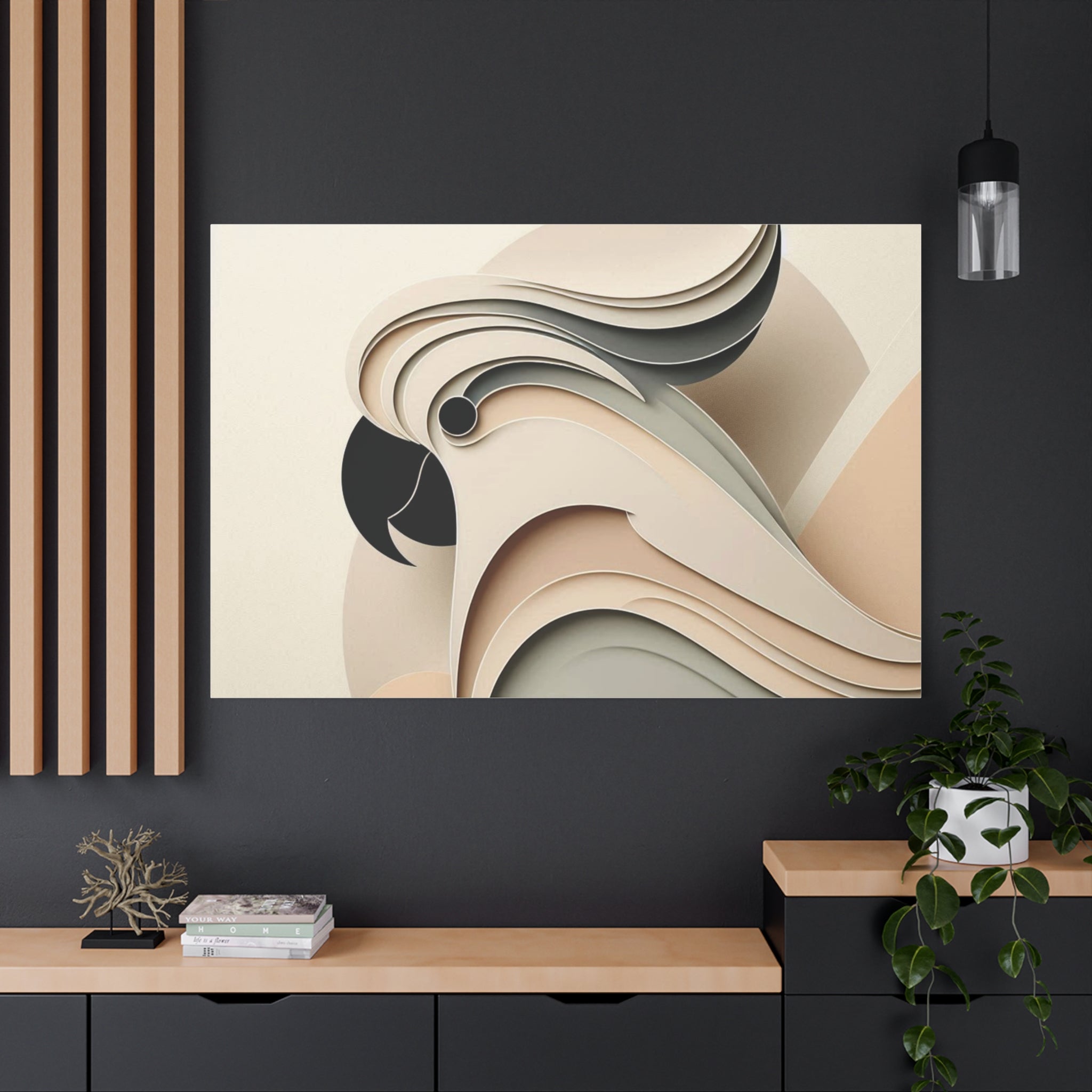 Abstract Paper Cut Cockatoo Matte Canvas Printify
