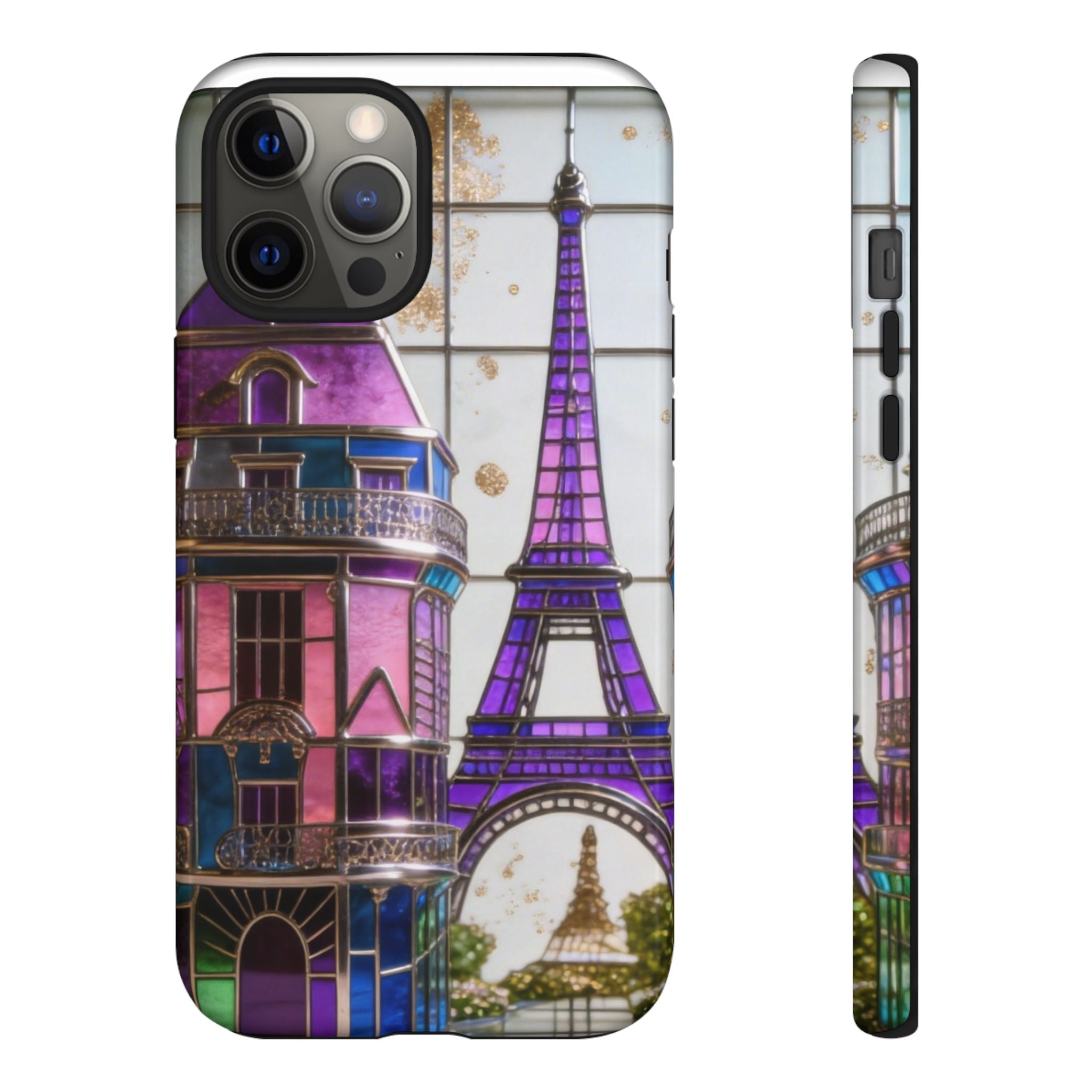 Parisian Eiffel Tower Tough Phone Case — Purple Vintage Cityscape Printify