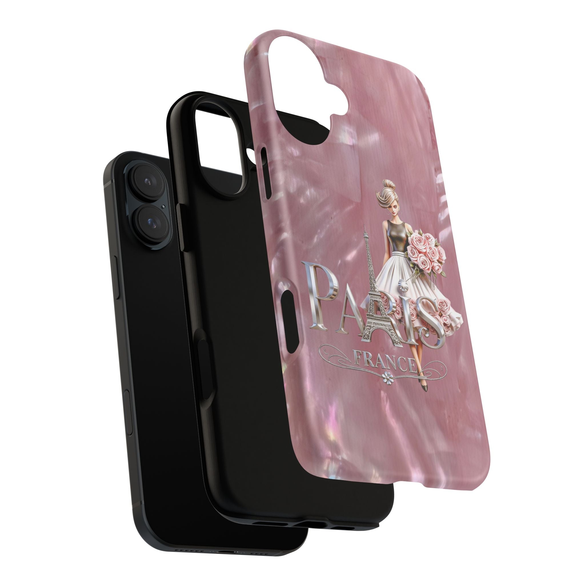 Paris Floral Phone Case - Pink Eiffel Tower Fashion Girl Tough Case Printify