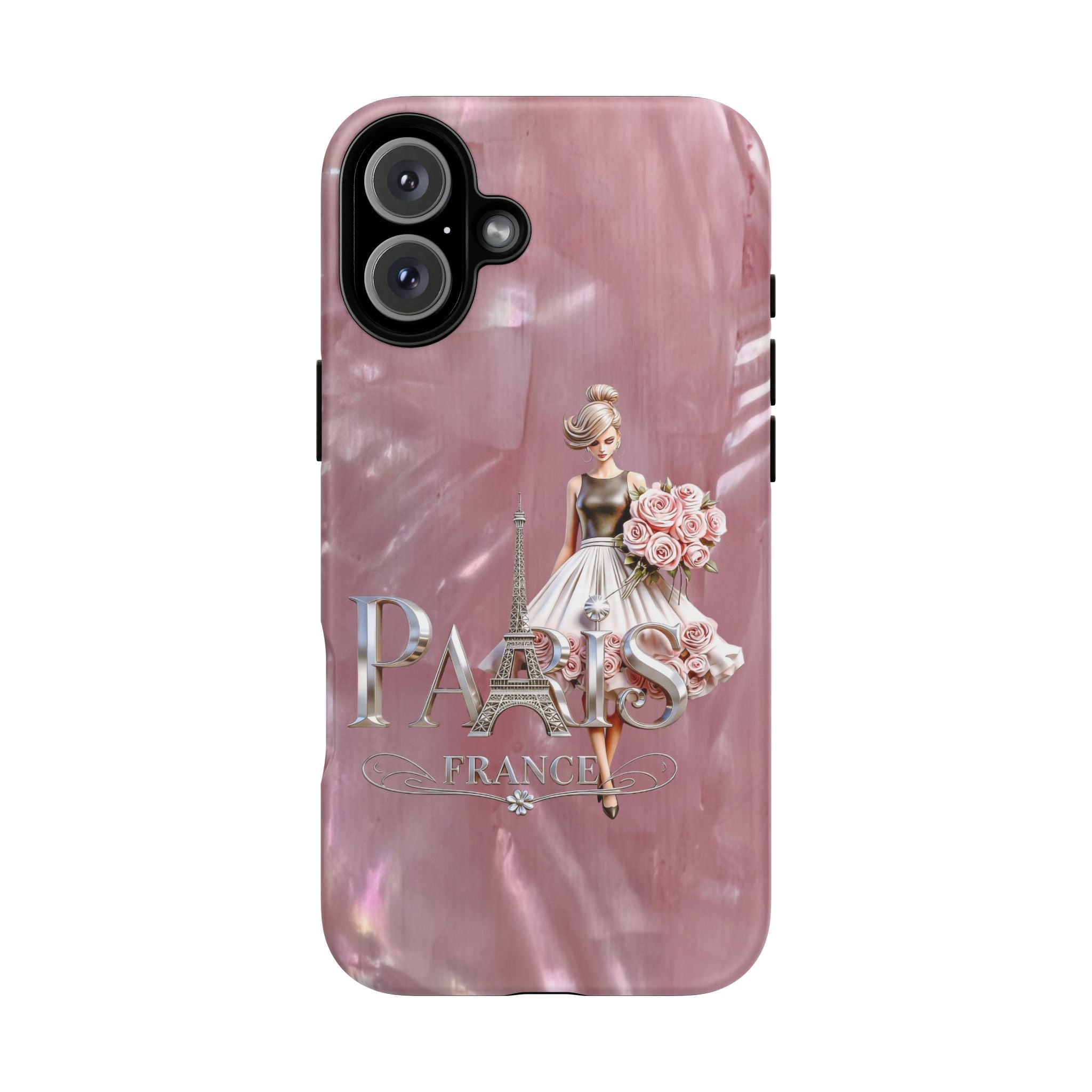 Paris Floral Phone Case - Pink Eiffel Tower Fashion Girl Tough Case Printify