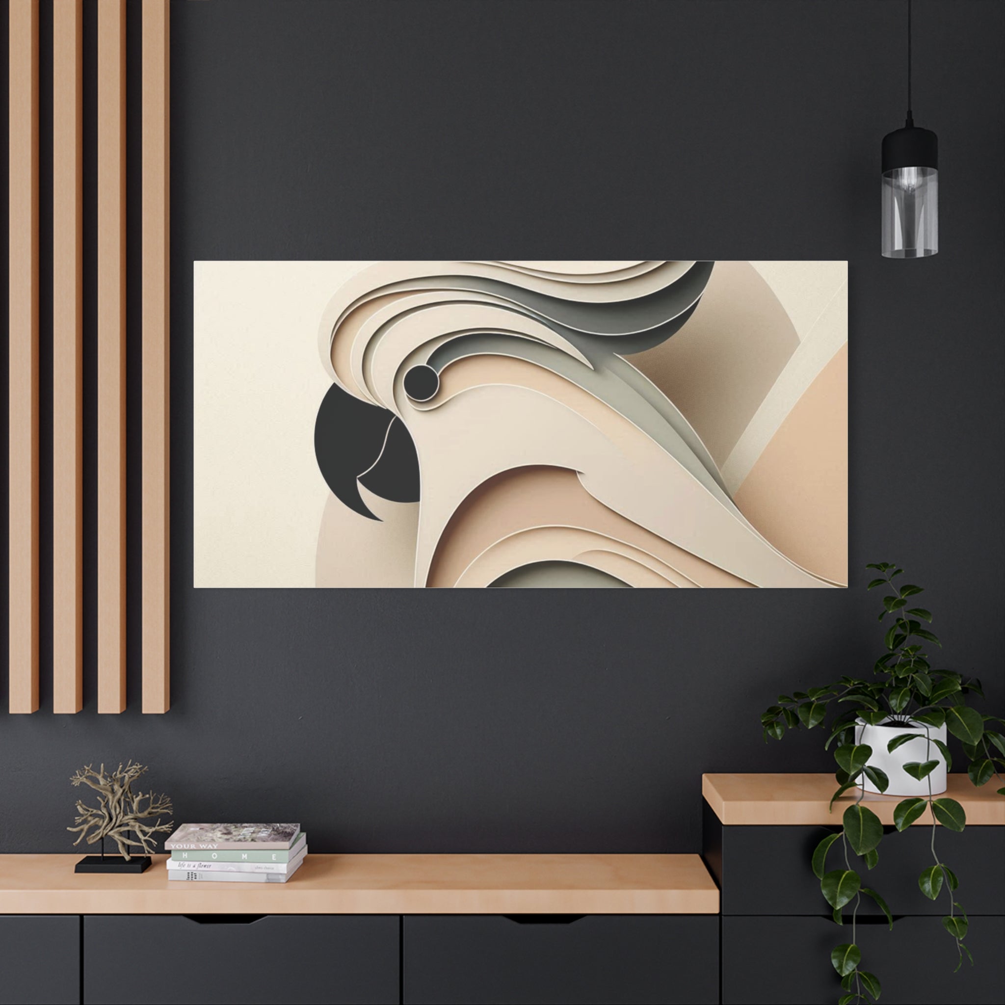 Abstract Paper Cut Cockatoo Matte Canvas Printify