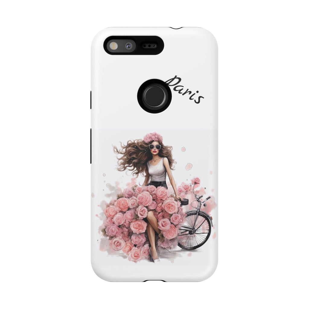 Paris Rose Bicycle woman phone case | Floral iPhone case Printify