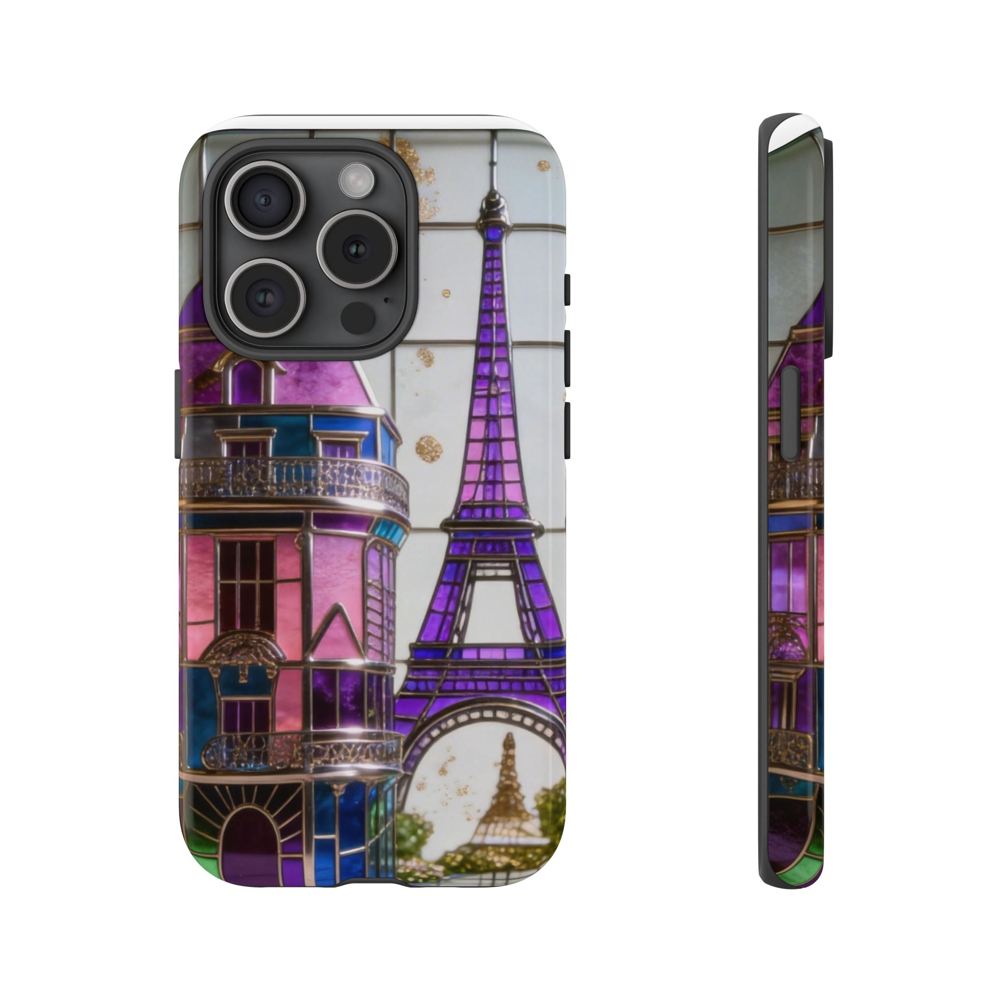 Parisian Eiffel Tower Tough Phone Case — Purple Vintage Cityscape Printify