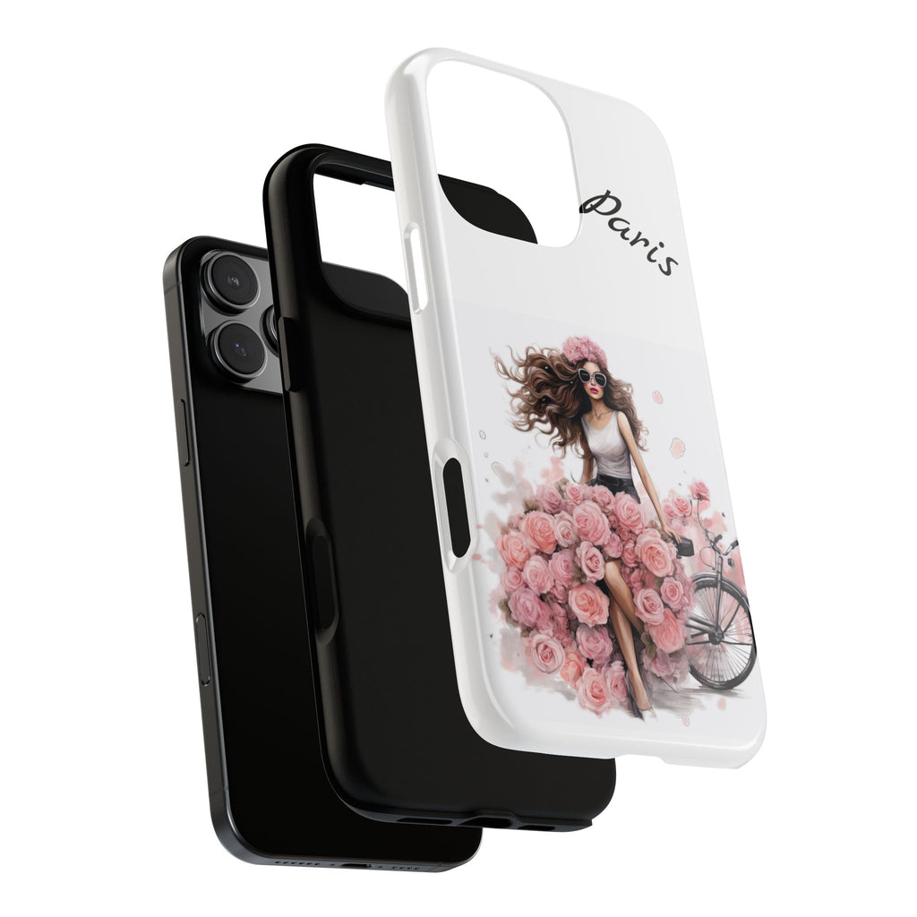 Paris Rose Bicycle woman phone case | Floral iPhone case Printify