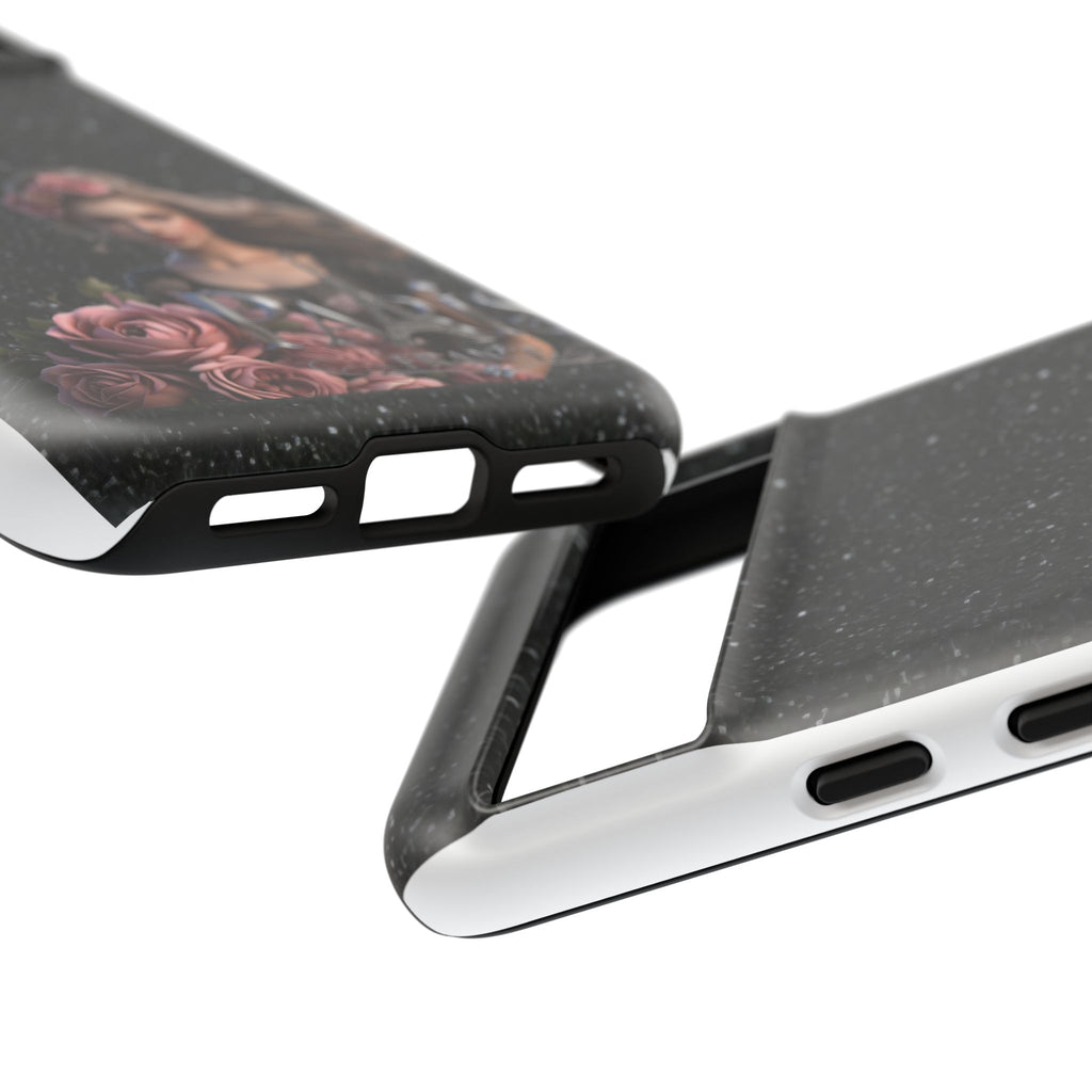 Floral Gothic Phone Case — Rose Crowned Woman on Sparkle Black Printify