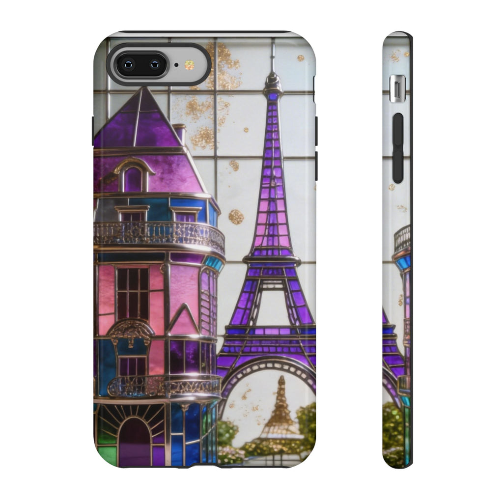 Parisian Eiffel Tower Tough Phone Case — Purple Vintage Cityscape Printify