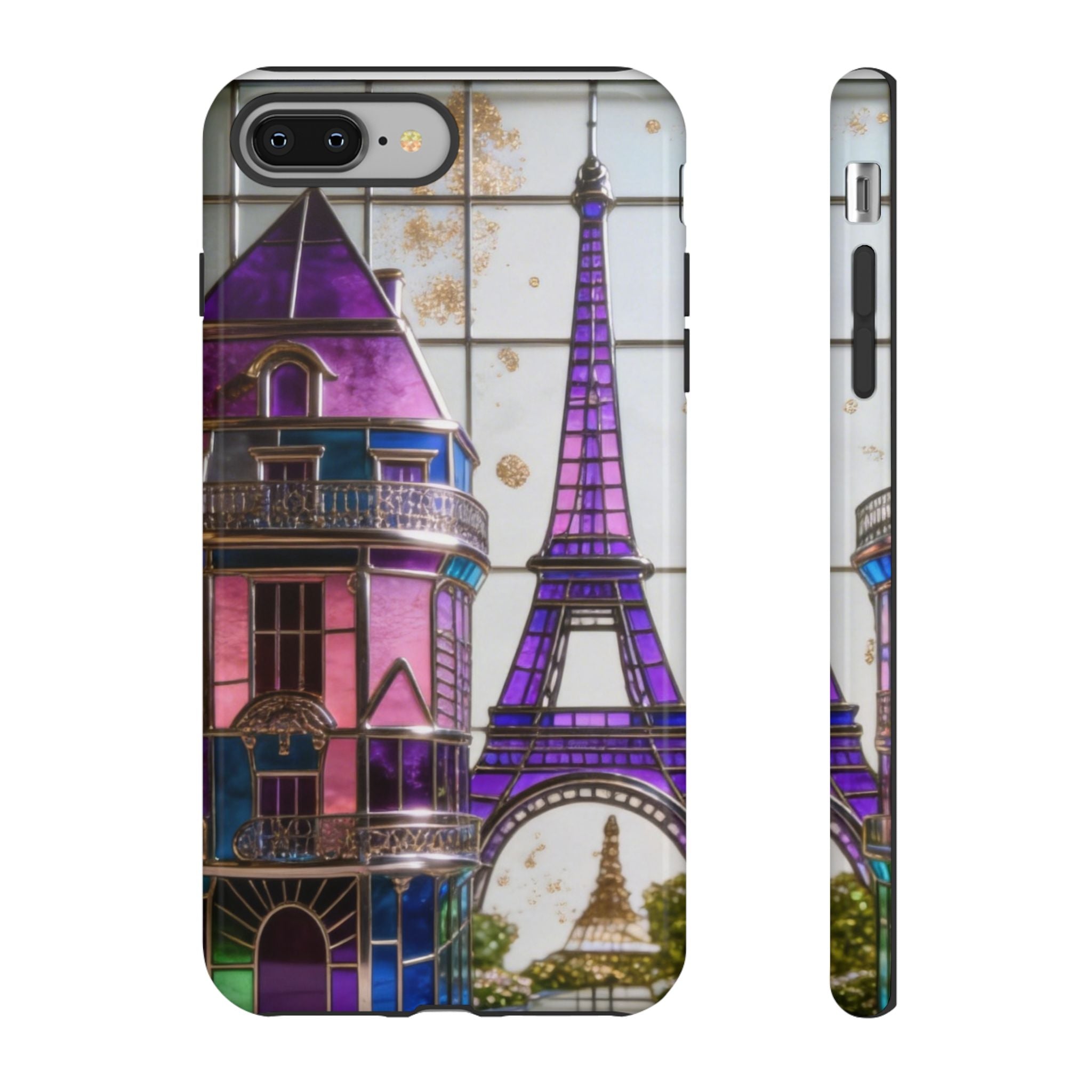 Parisian Eiffel Tower Tough Phone Case — Purple Vintage Cityscape Printify