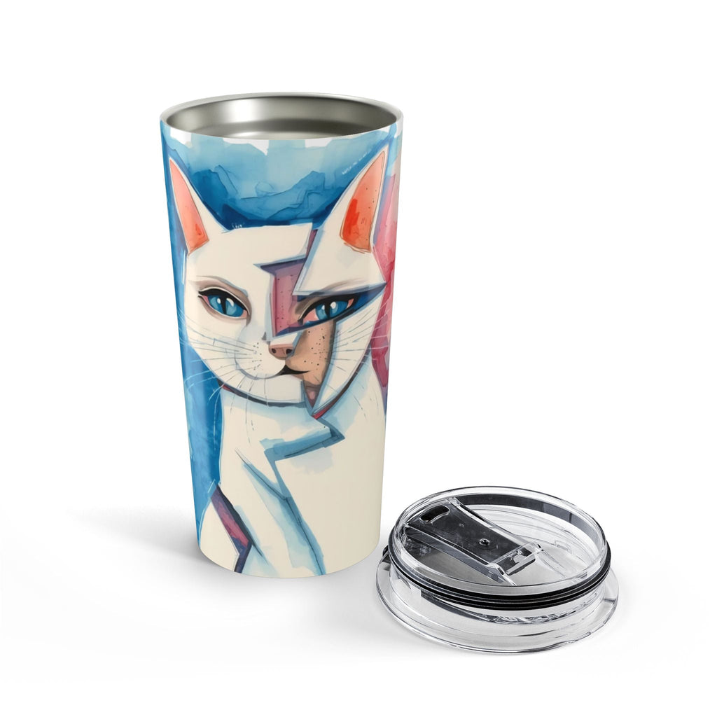 Picasso Cat 20oz Tumbler — Abstract Watercolor Cat Travel Cup Printify