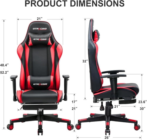 Gaming Chair with Footrest, Ergonomic Computer Game Desk Chair,