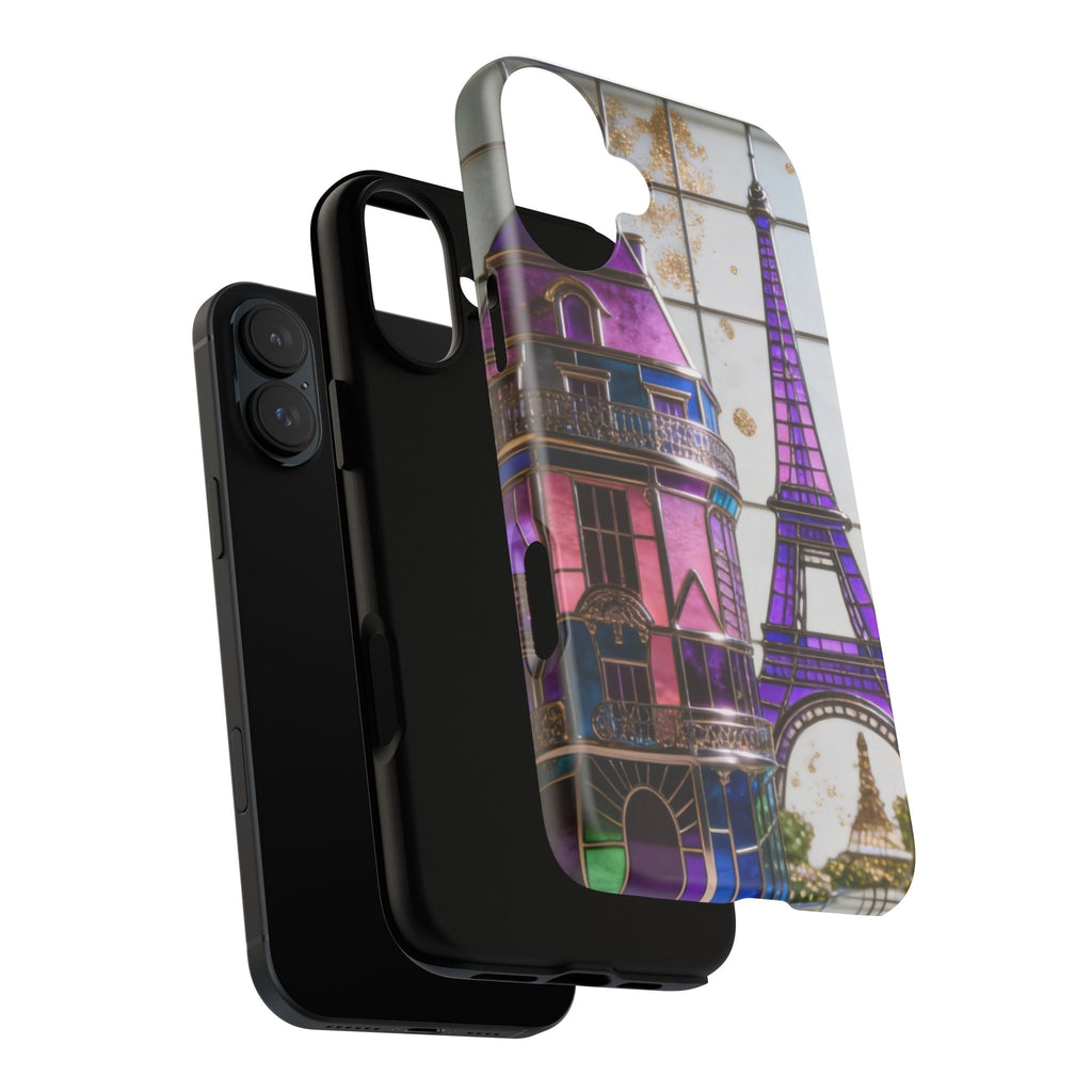 Parisian Eiffel Tower Tough Phone Case — Purple Vintage Cityscape Printify