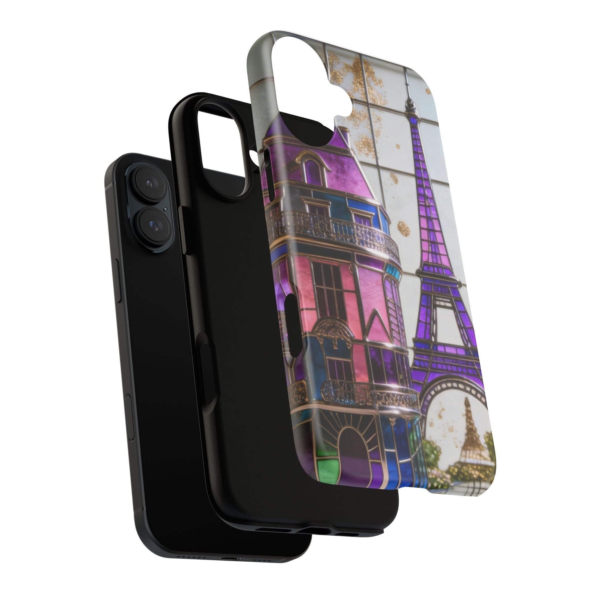 Parisian Eiffel Tower Tough Phone Case — Purple Vintage Cityscape Printify