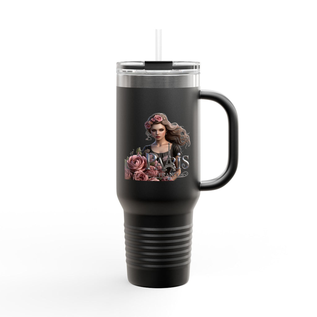 40oz Insulated Travel Mug — Floral Queen Design Printify