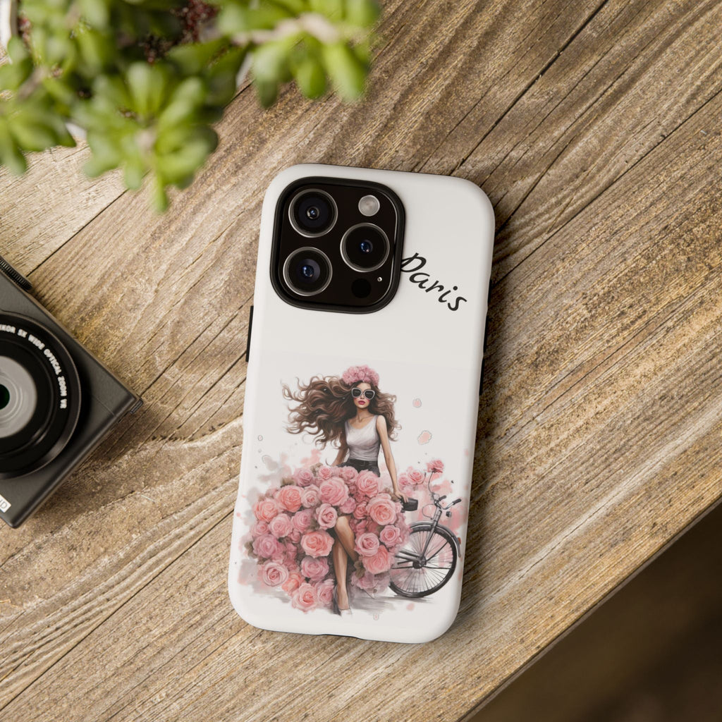 Paris Rose Bicycle woman phone case | Floral iPhone case Printify