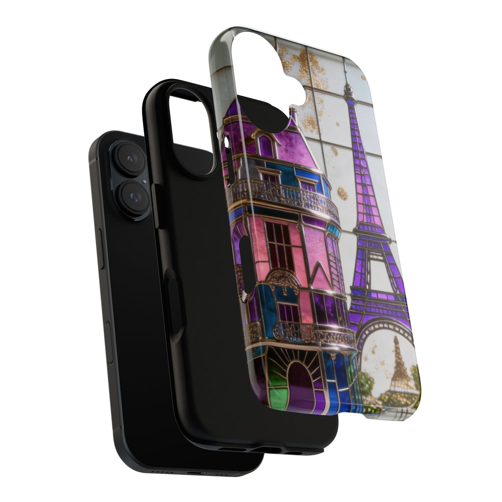 Parisian Eiffel Tower Tough Phone Case — Purple Vintage Cityscape Printify