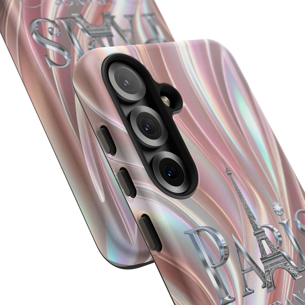 Paris Eiffel Phone Case — Iridescent Swirl Tough Case Printify