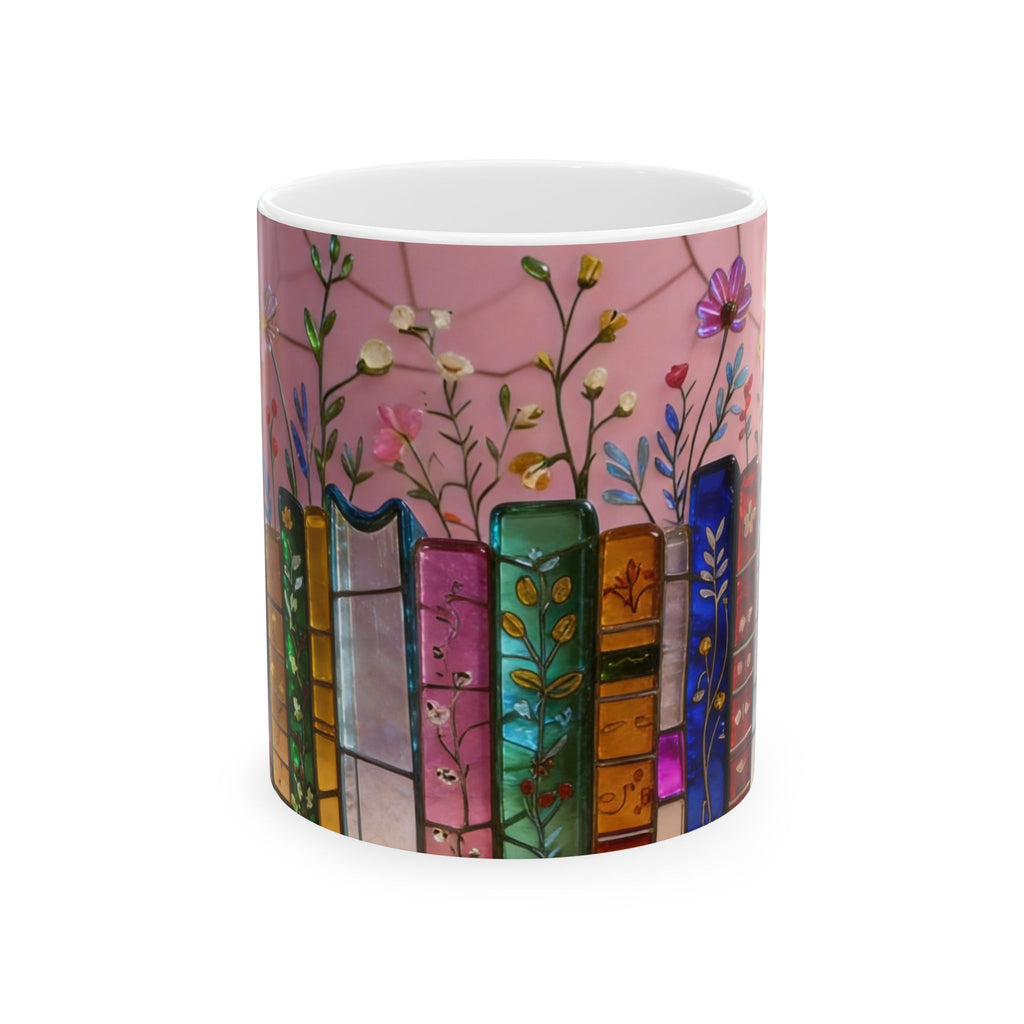 Color Glas Bookstack Ceramic Mug — Cozy Reading Coffee Cup (11oz/15oz) Printify