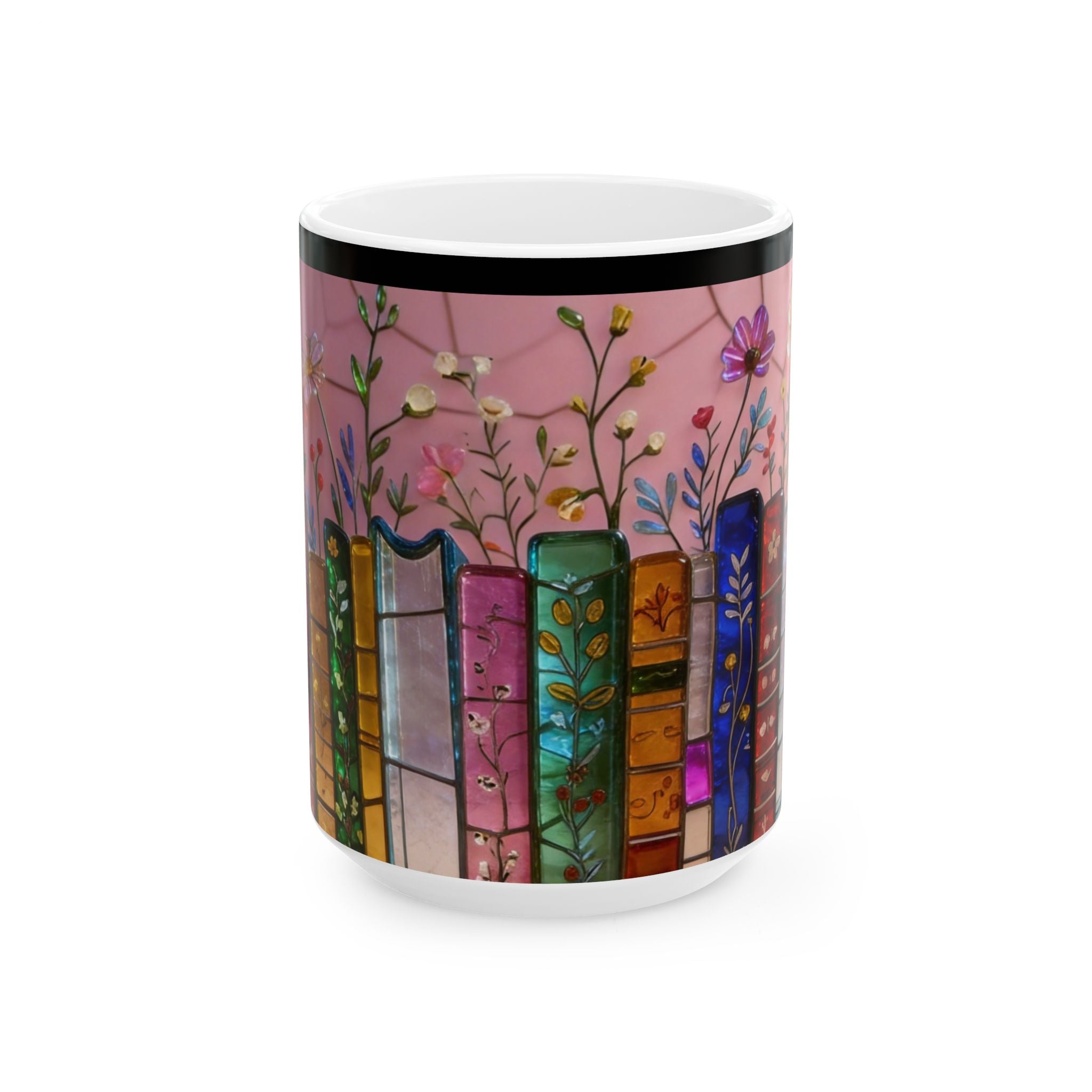 Color Glas Bookstack Ceramic Mug — Cozy Reading Coffee Cup (11oz/15oz) Printify
