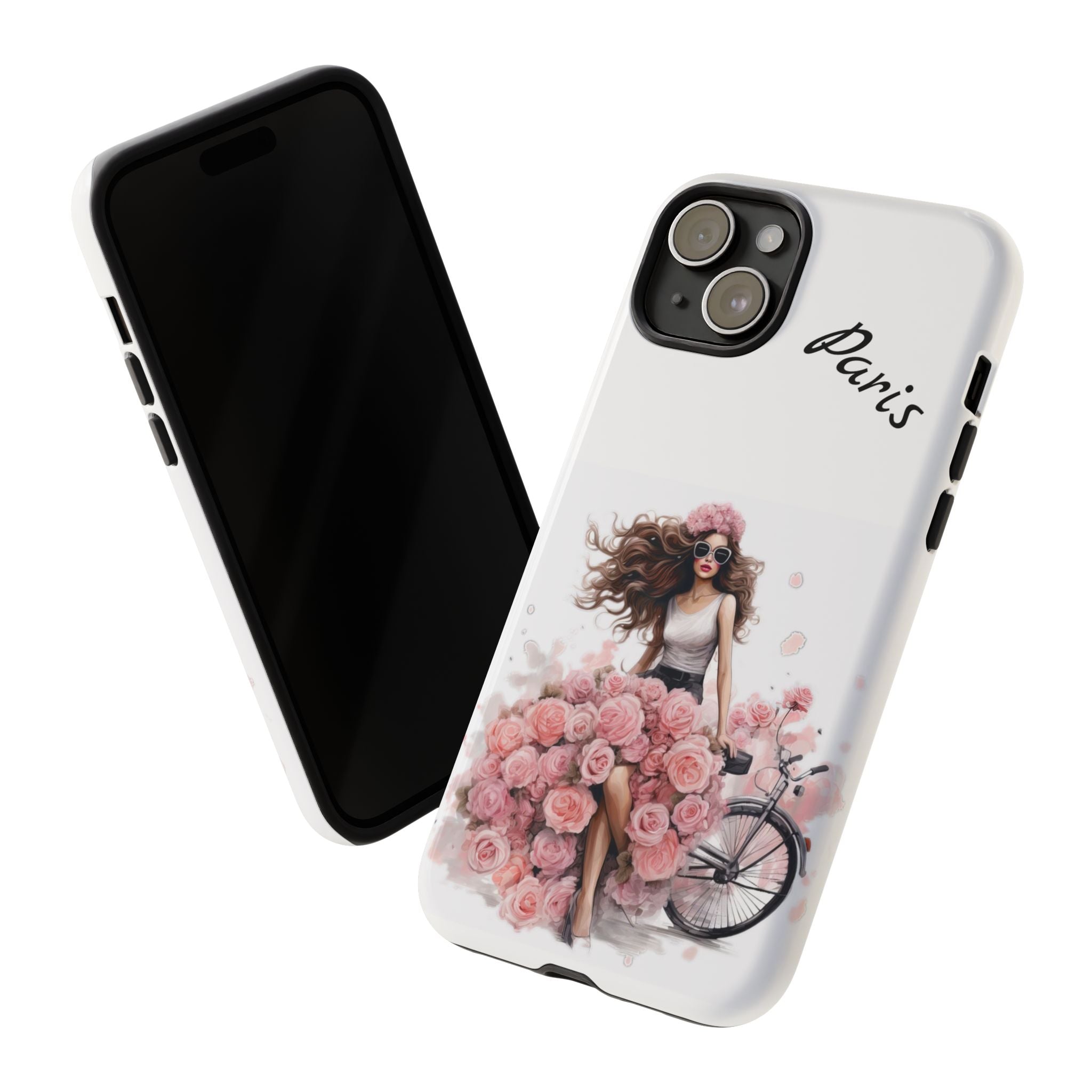 Paris Rose Bicycle woman phone case | Floral iPhone case Printify