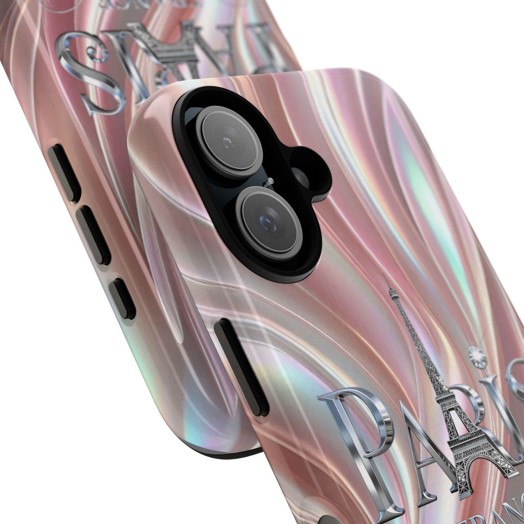 Paris Eiffel Phone Case — Iridescent Swirl Tough Case Printify