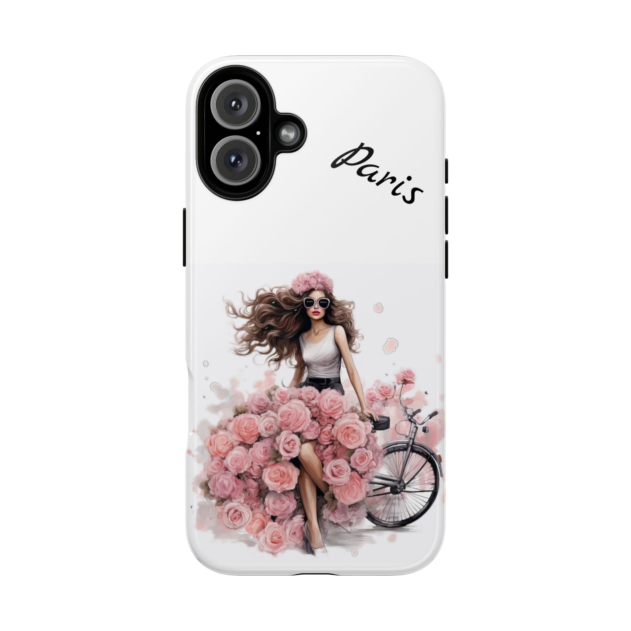 Paris Rose Bicycle woman phone case | Floral iPhone case Printify