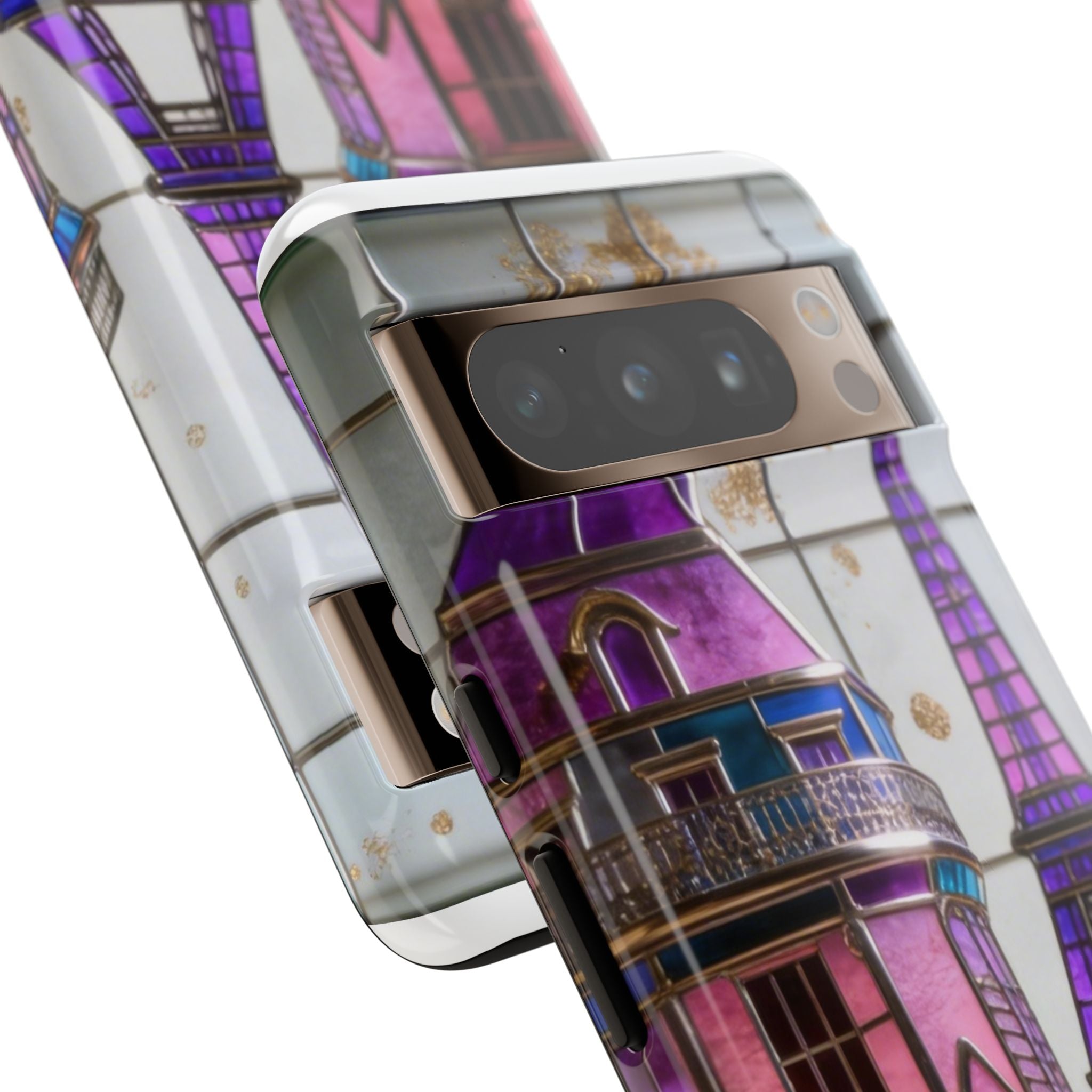 Parisian Eiffel Tower Tough Phone Case — Purple Vintage Cityscape Printify