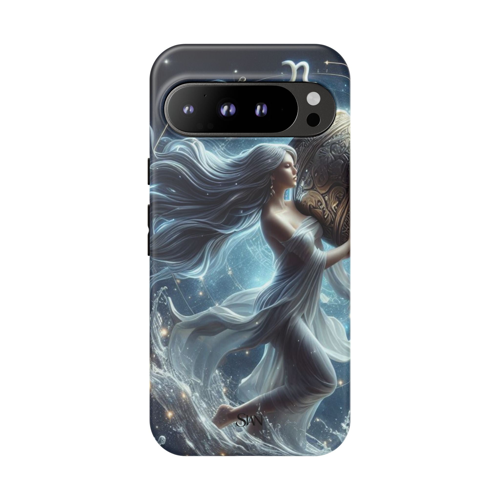 Moonlit Athena figure phone case | Goddess warrior celestial art tough case Printify