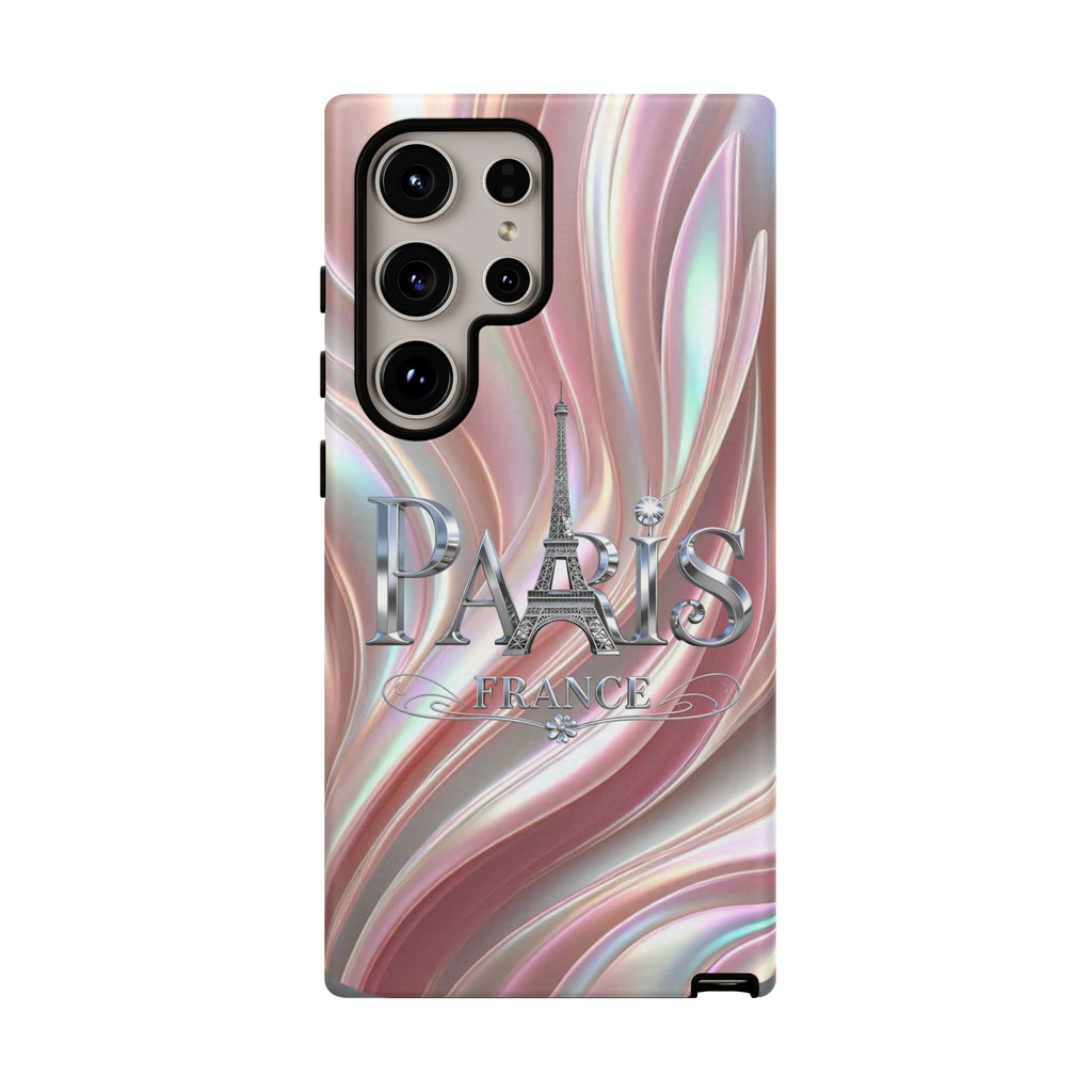 Paris Eiffel Phone Case — Iridescent Swirl Tough Case Printify