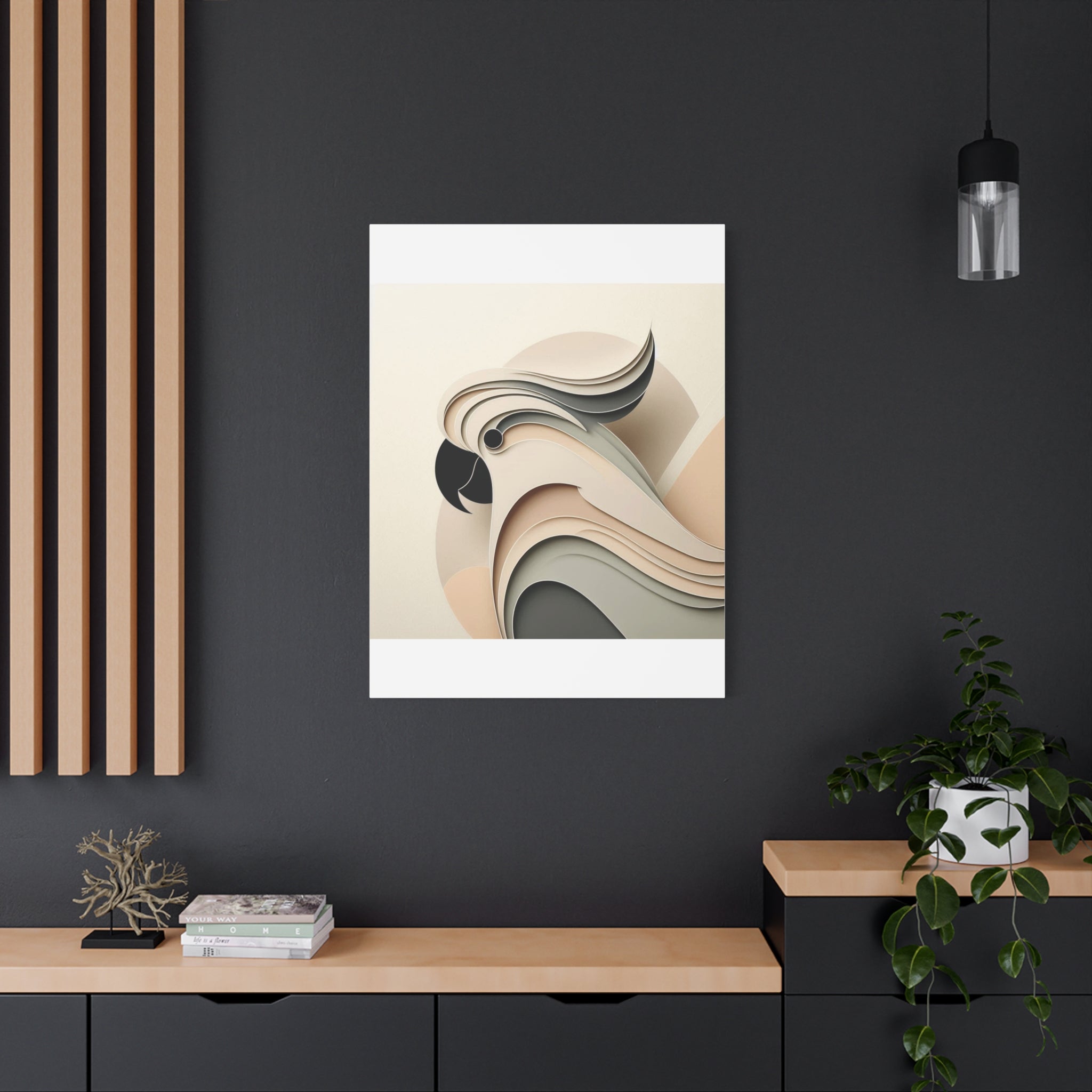 Abstract Paper Cut Cockatoo Matte Canvas Printify