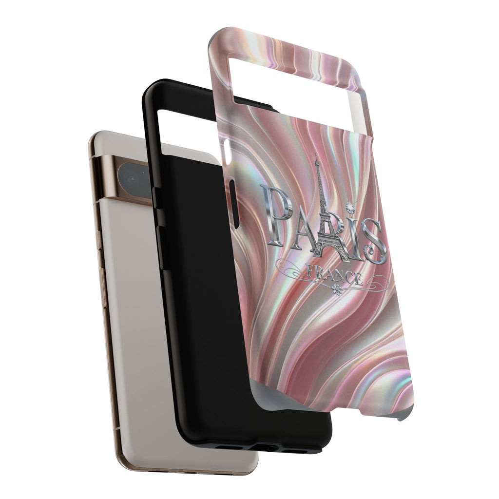 Paris Eiffel Phone Case — Iridescent Swirl Tough Case Printify