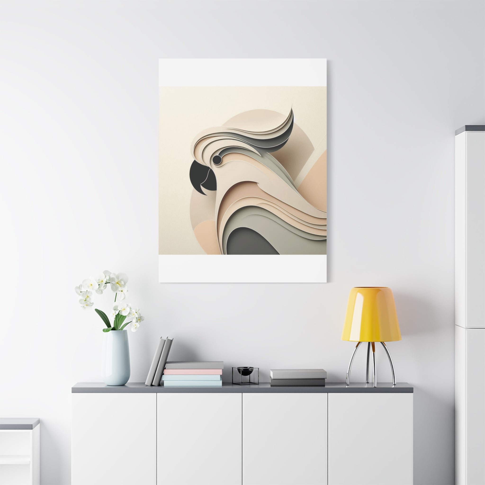 Abstract Paper Cut Cockatoo Matte Canvas Printify