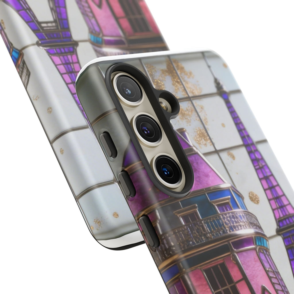 Parisian Eiffel Tower Tough Phone Case — Purple Vintage Cityscape Printify