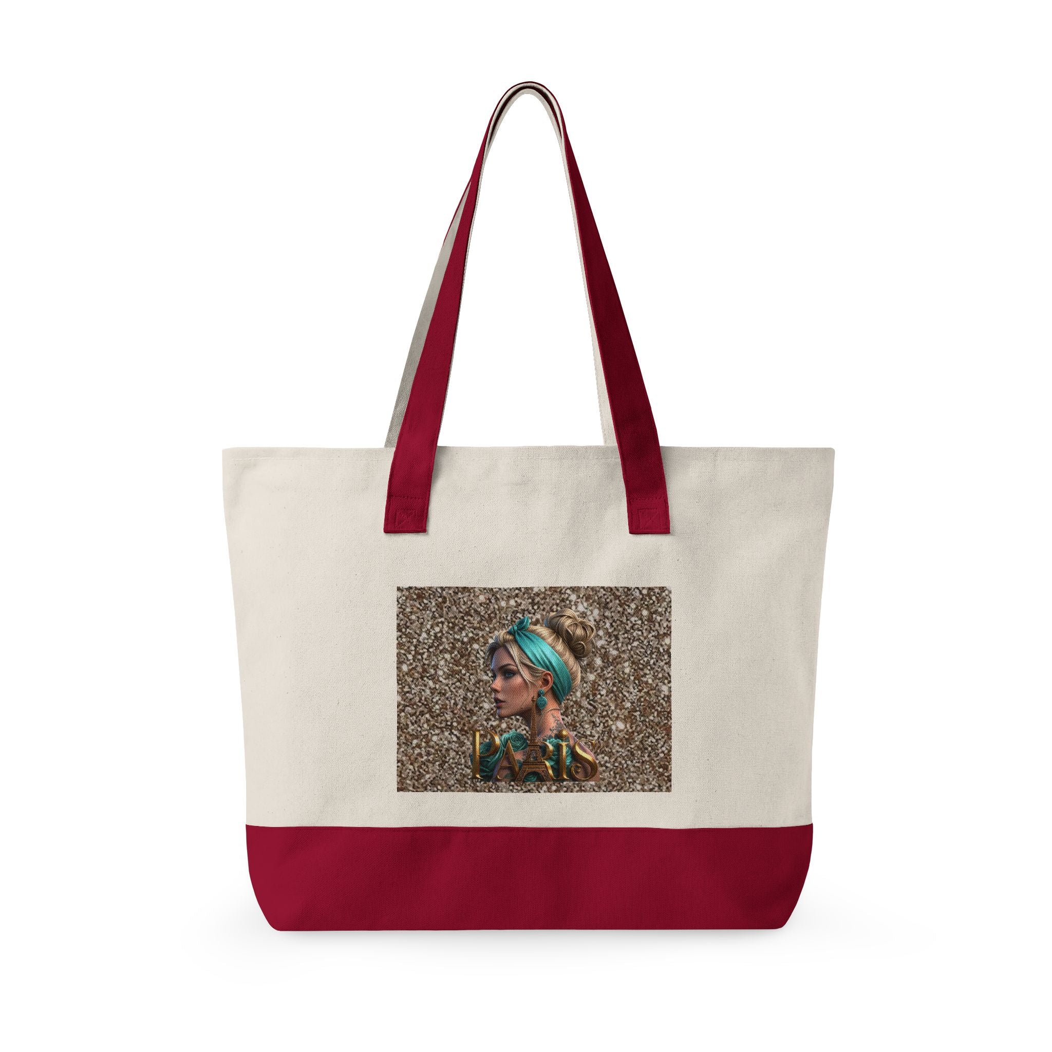 Canvas Tote Bag — Boho Woman Portrait on Glitter Background Printify