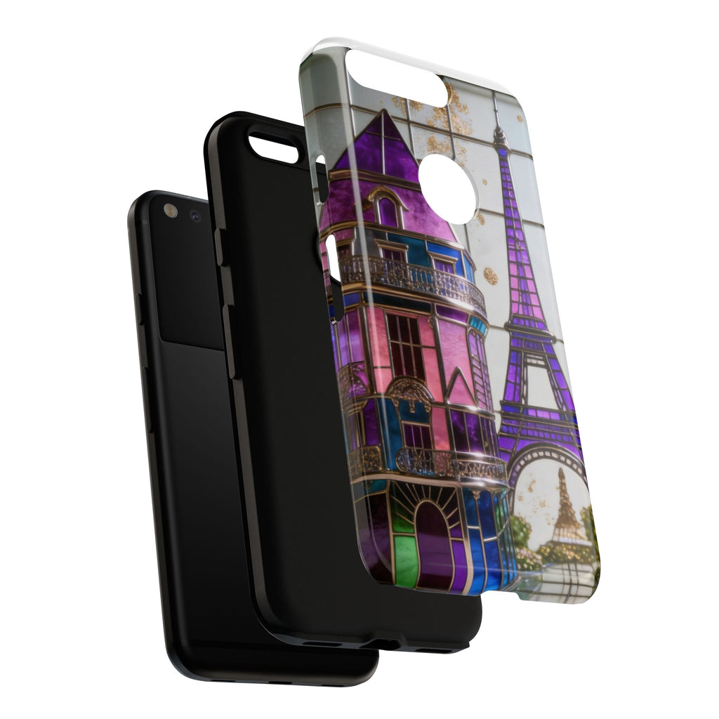 Parisian Eiffel Tower Tough Phone Case — Purple Vintage Cityscape Printify