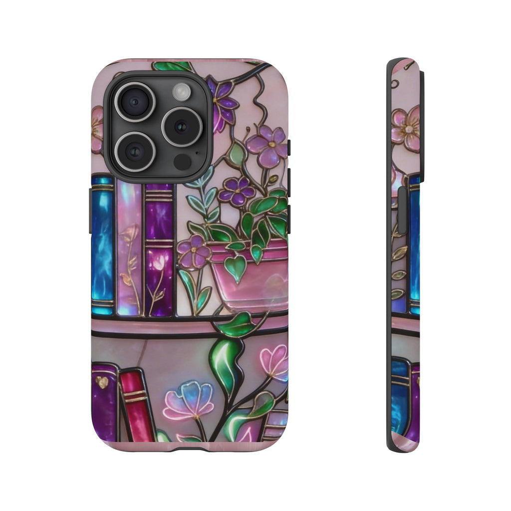 Floral Bookshelf Phone Case — Pastel Botanicals & Magical Book Art Printify