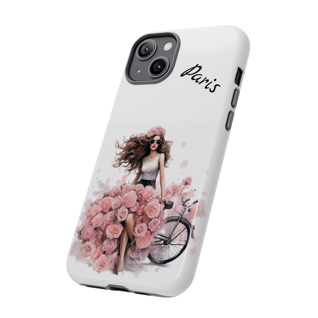 Paris Rose Bicycle woman phone case | Floral iPhone case Printify