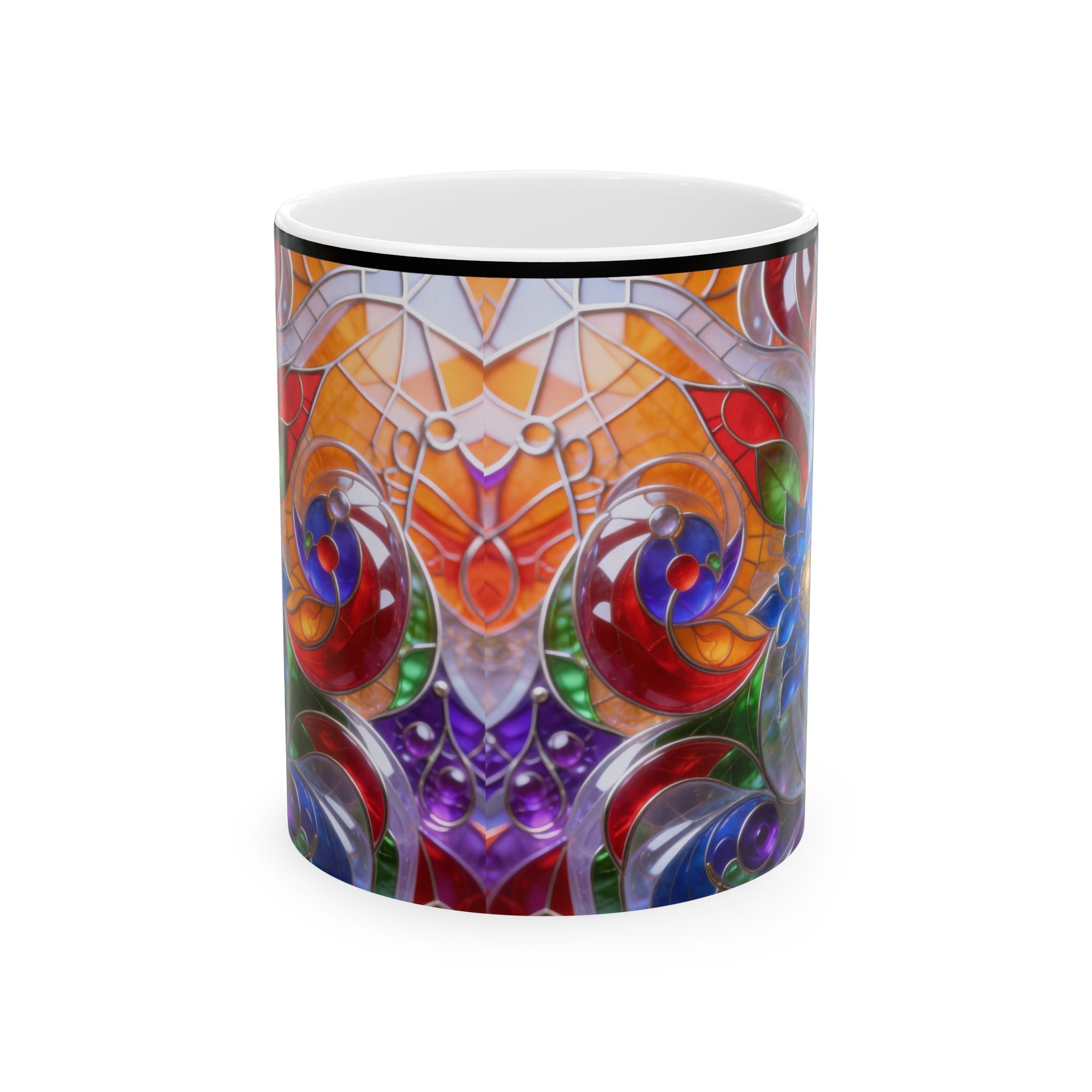 Color Glass Abstract Ceramic Mug — Colorful Kaleidoscope 11oz & 15oz Printify