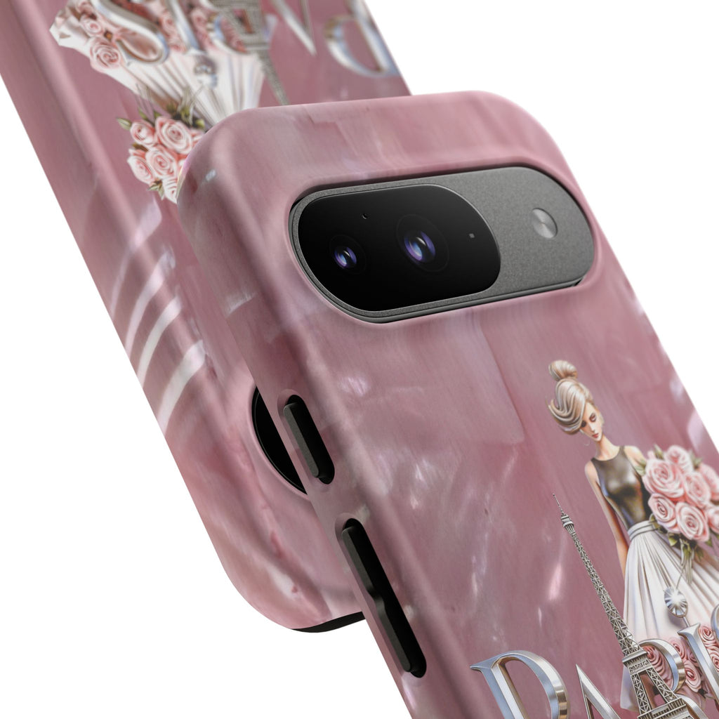 Paris Floral Phone Case - Pink Eiffel Tower Fashion Girl Tough Case Printify