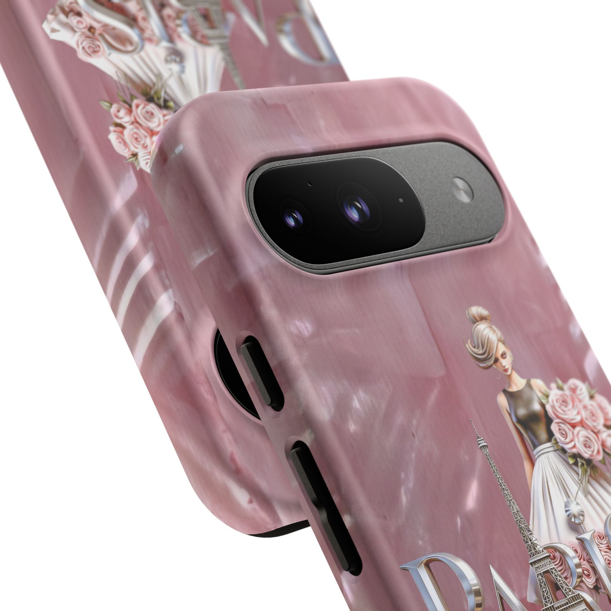 Paris Floral Phone Case - Pink Eiffel Tower Fashion Girl Tough Case Printify