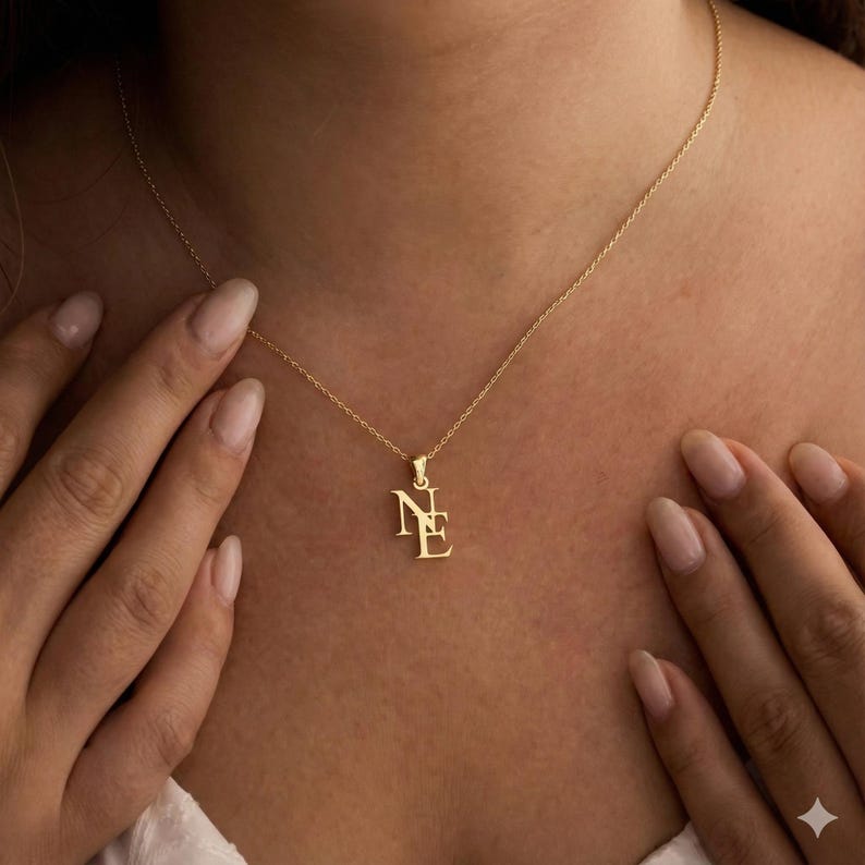 Custom interwoven double letter necklace