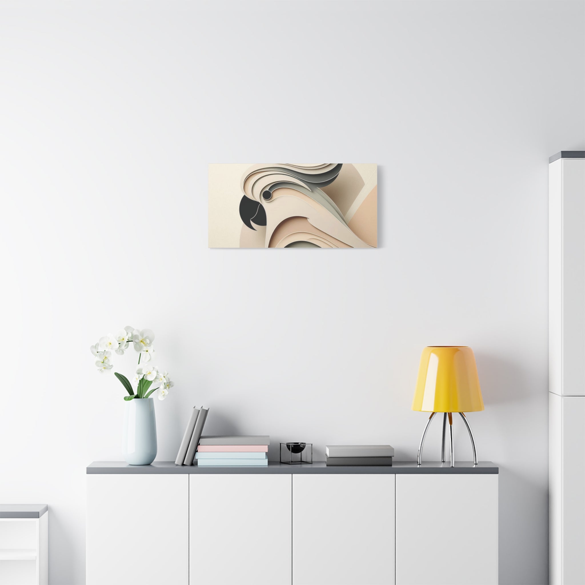 Abstract Paper Cut Cockatoo Matte Canvas Printify