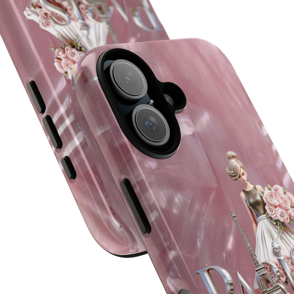 Paris Floral Phone Case - Pink Eiffel Tower Fashion Girl Tough Case Printify