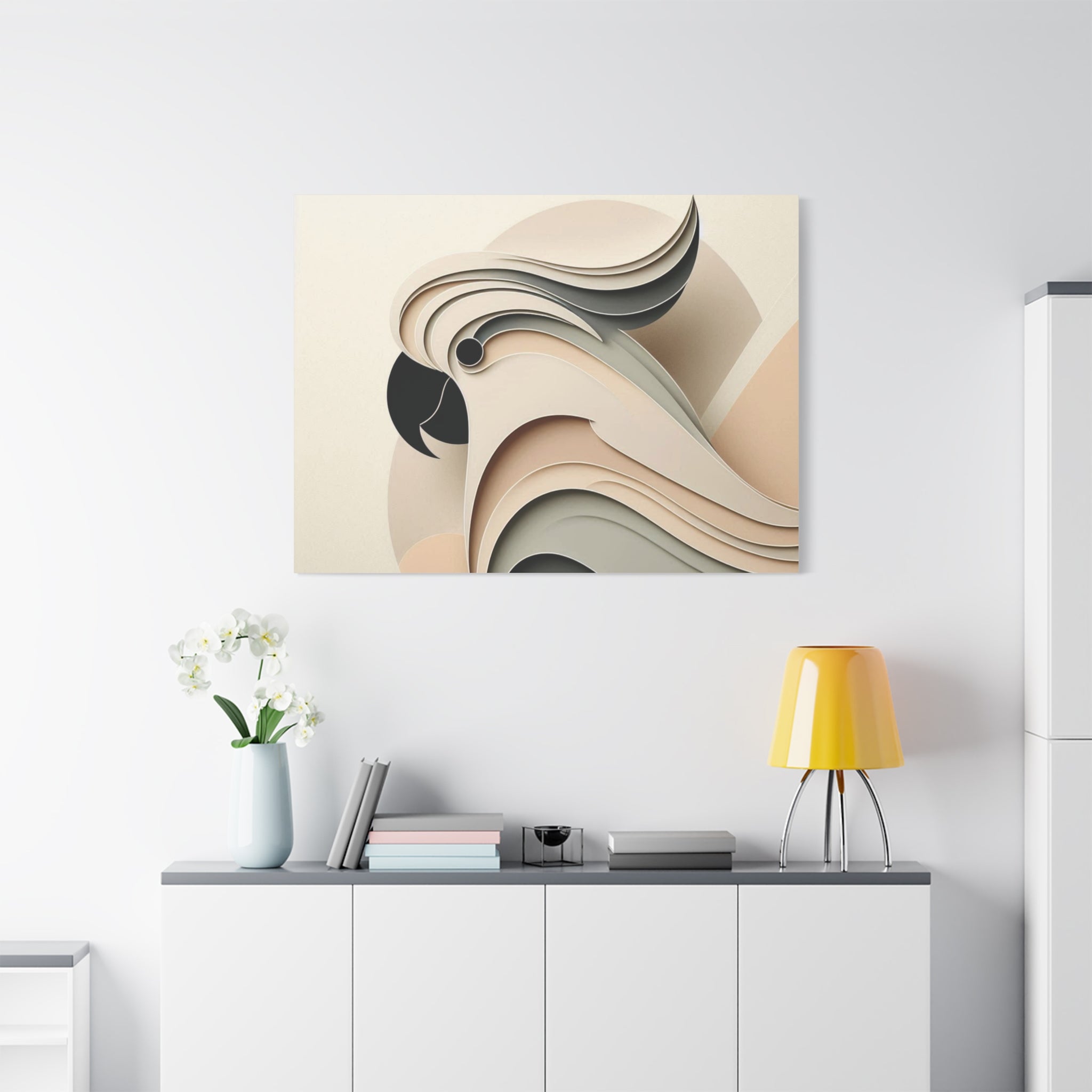 Abstract Paper Cut Cockatoo Matte Canvas Printify