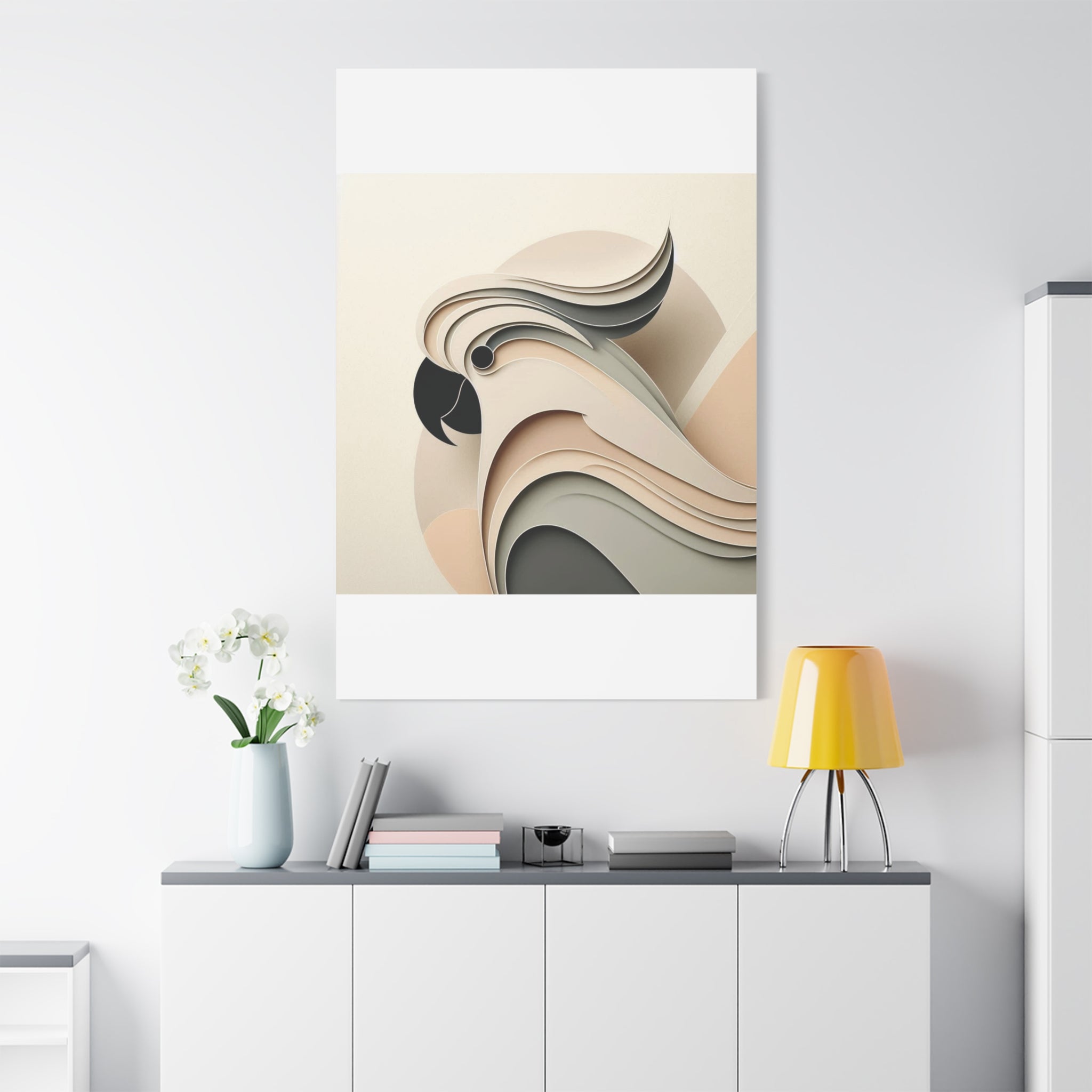 Abstract Paper Cut Cockatoo Matte Canvas Printify